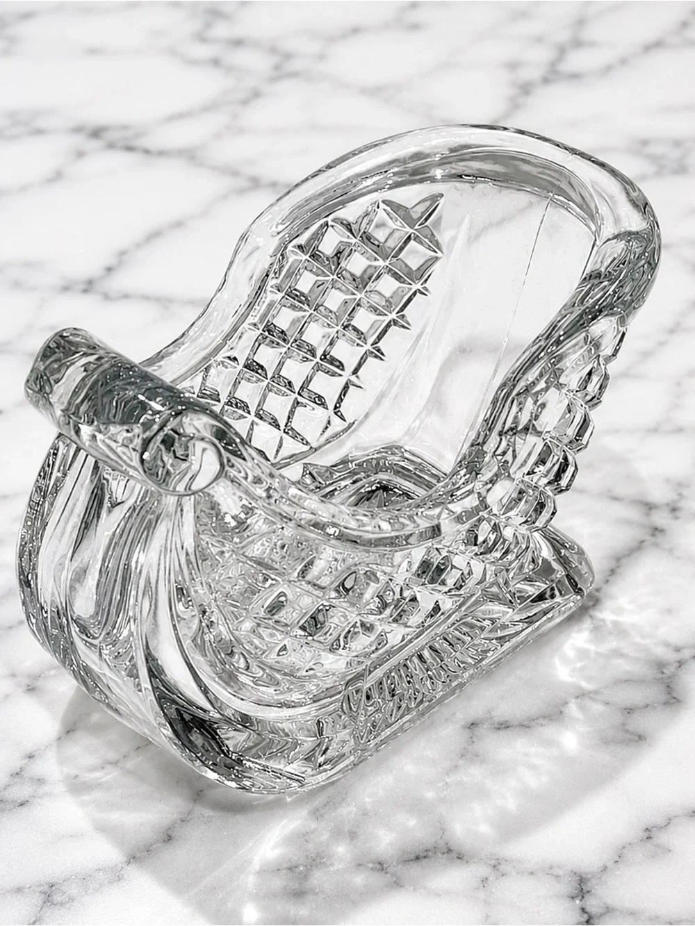 Vintage Crystal Sleigh Candy Dish Centerpiece Holiday Decor | EUC